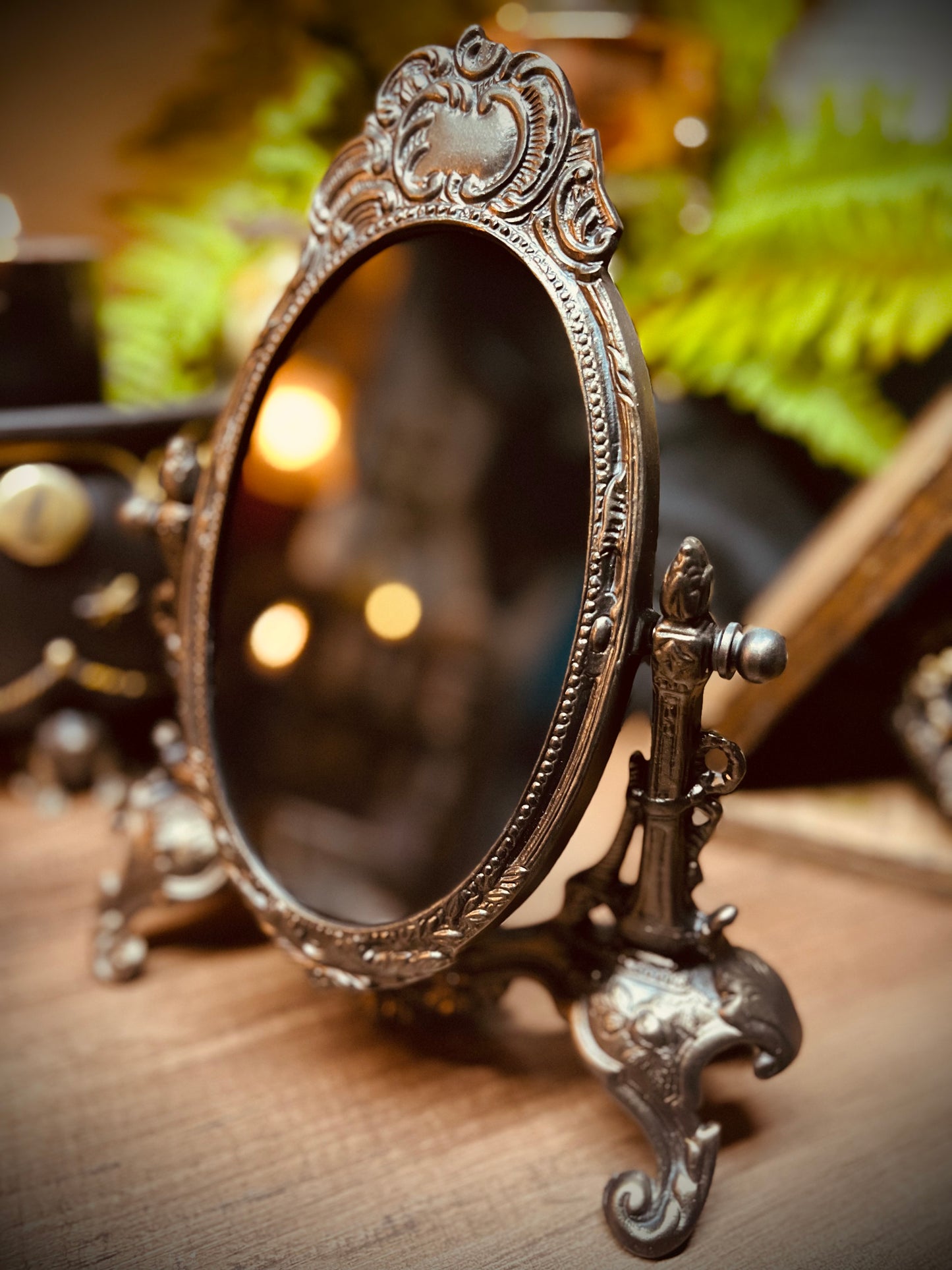 Scrying Mirror - Timealia Antique Tilt Oval Glass Divination Mirror Witches Gothic Victorian Mirror MM108