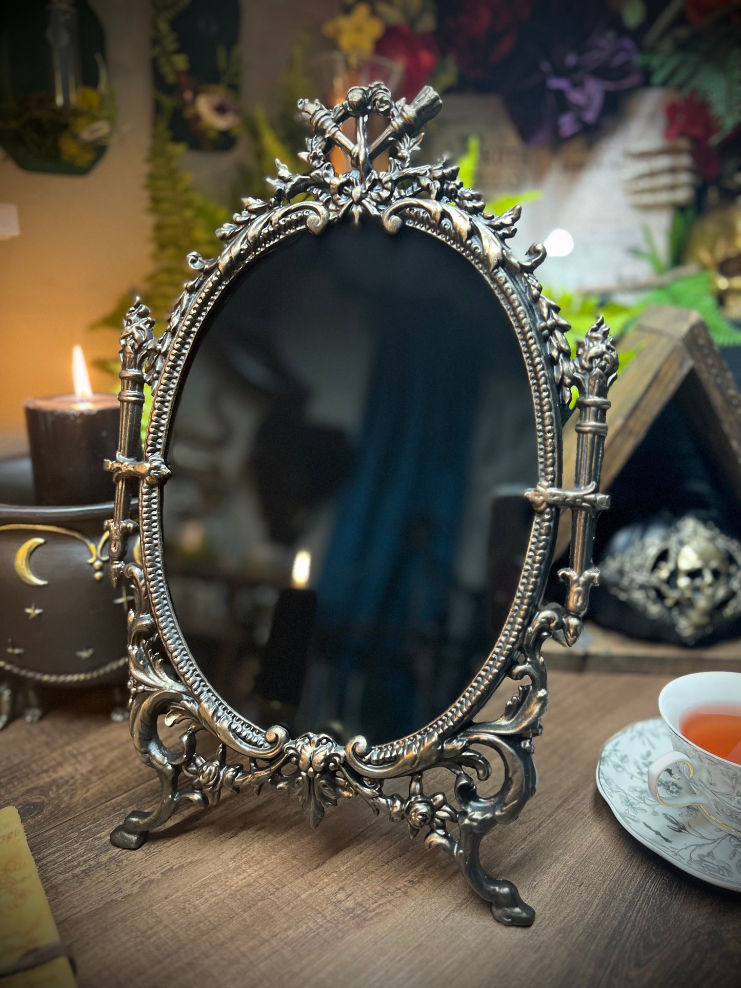 Hecate’s Portal Scrying Mirror - Large Antique Glass Divination Mirror Shadow Work Witches Gothic Victorian Mirror MM101