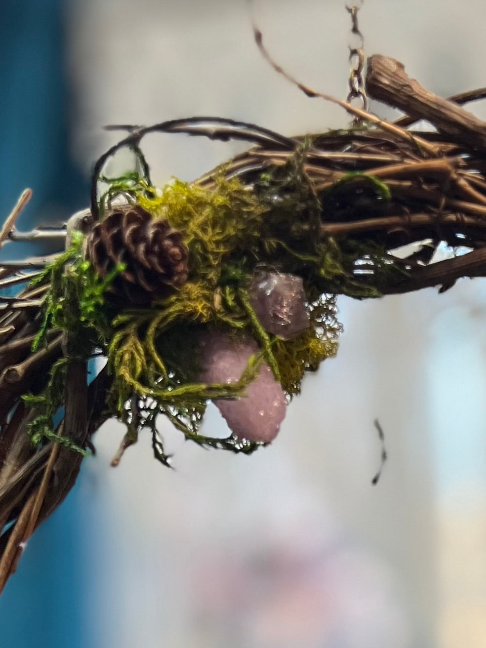 Crystal Moss Amethyst Quartz Wreath