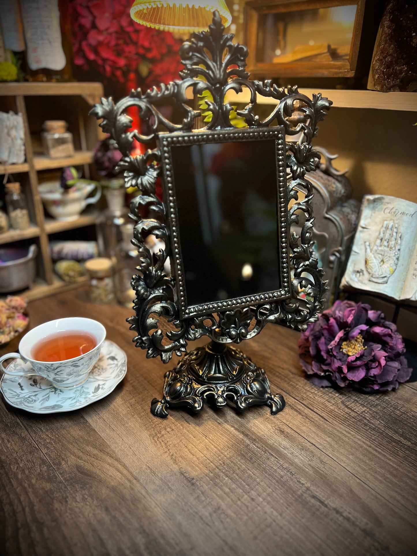 Victoria Scrying Mirror - Antique Tilt Square Glass Divination Mirror Witches Gothic Victorian Mirror MM112
