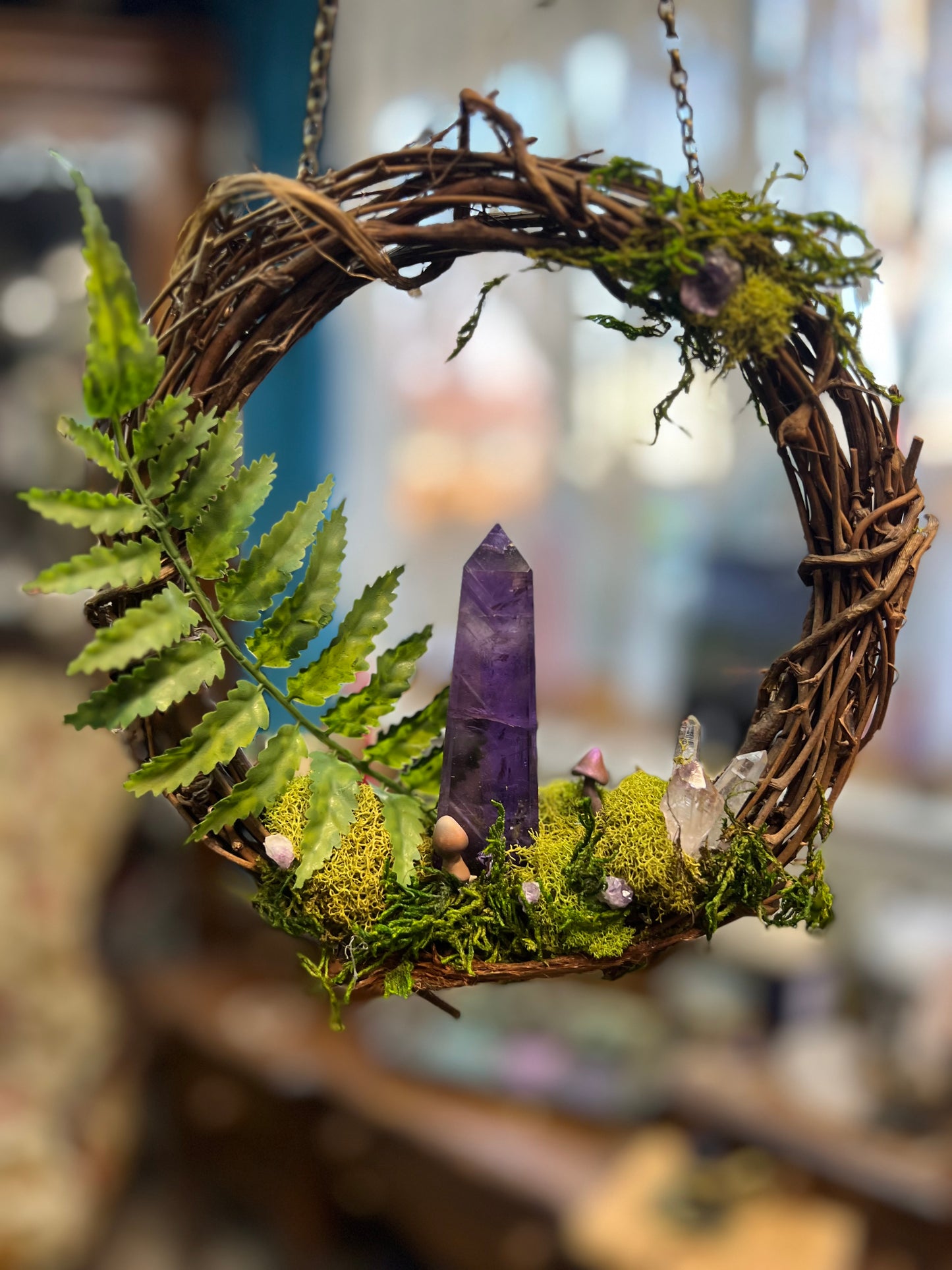 Crystal Moss Amethyst Wreath