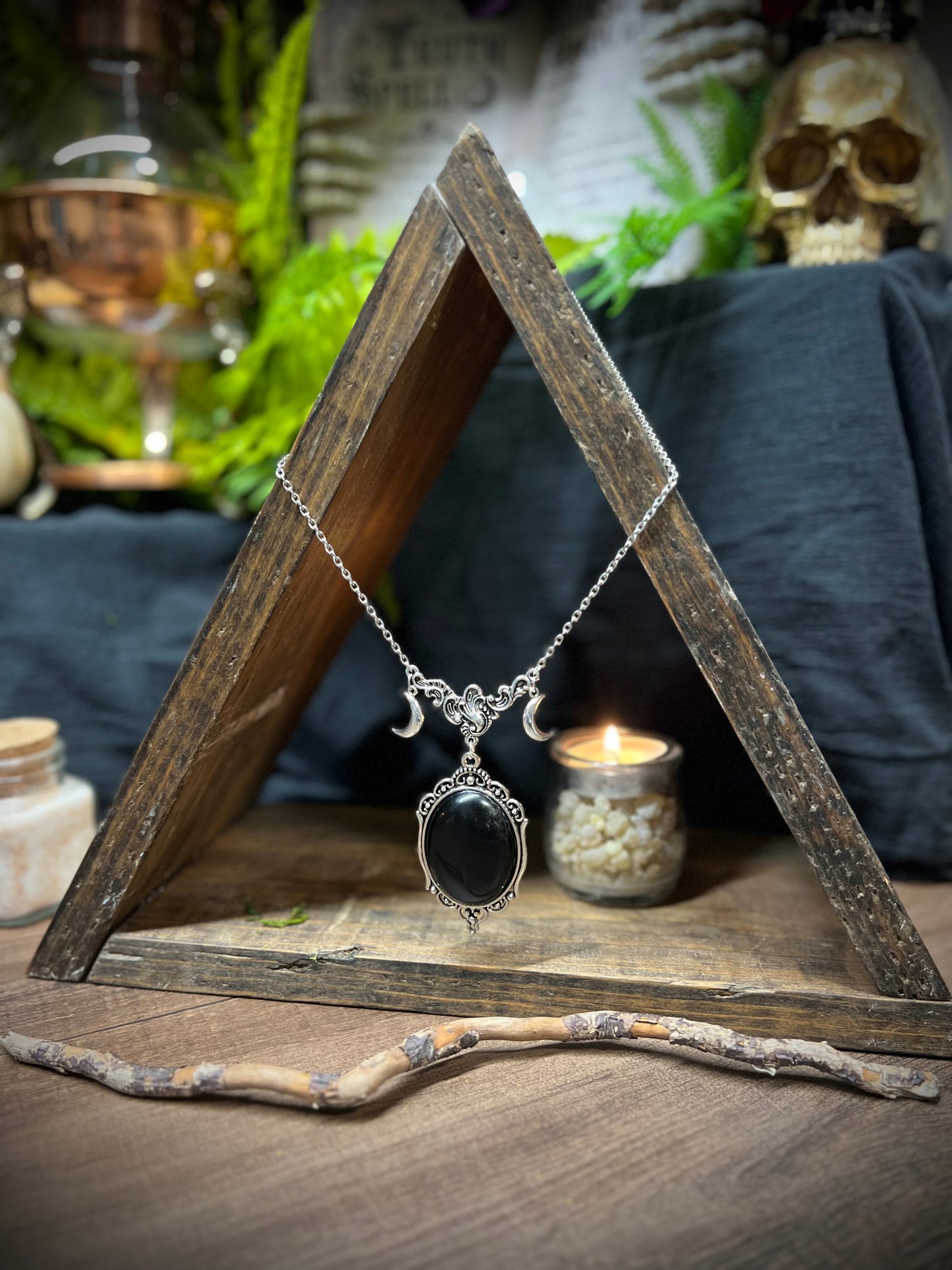 Obsidian Scrying Necklace Pendant PN12