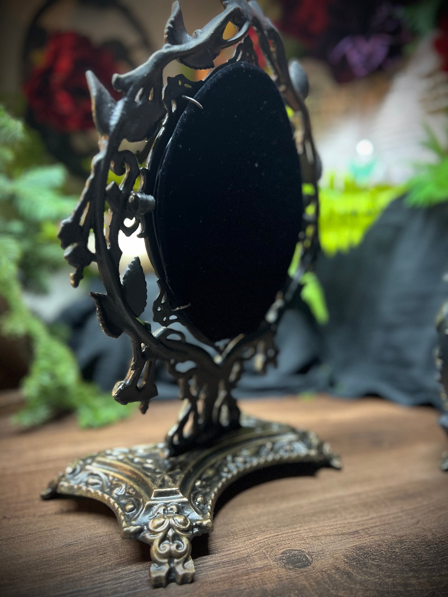 Lilith Heirloom Antique Footed Oval Divination Scrying Mirror Tabletop Shadow Work Gothic Victorian Witches Mirror MM120