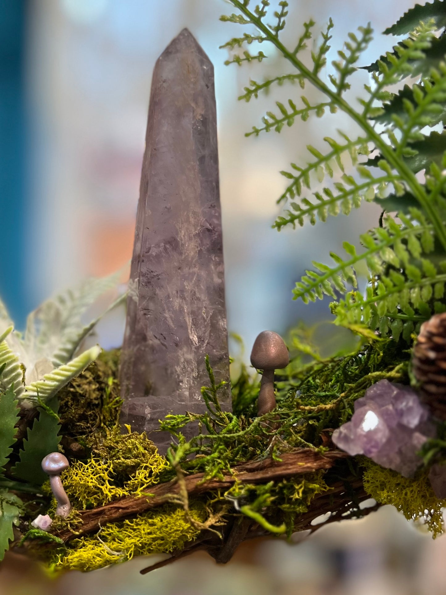 Crystal Moss Amethyst Quartz Wreath