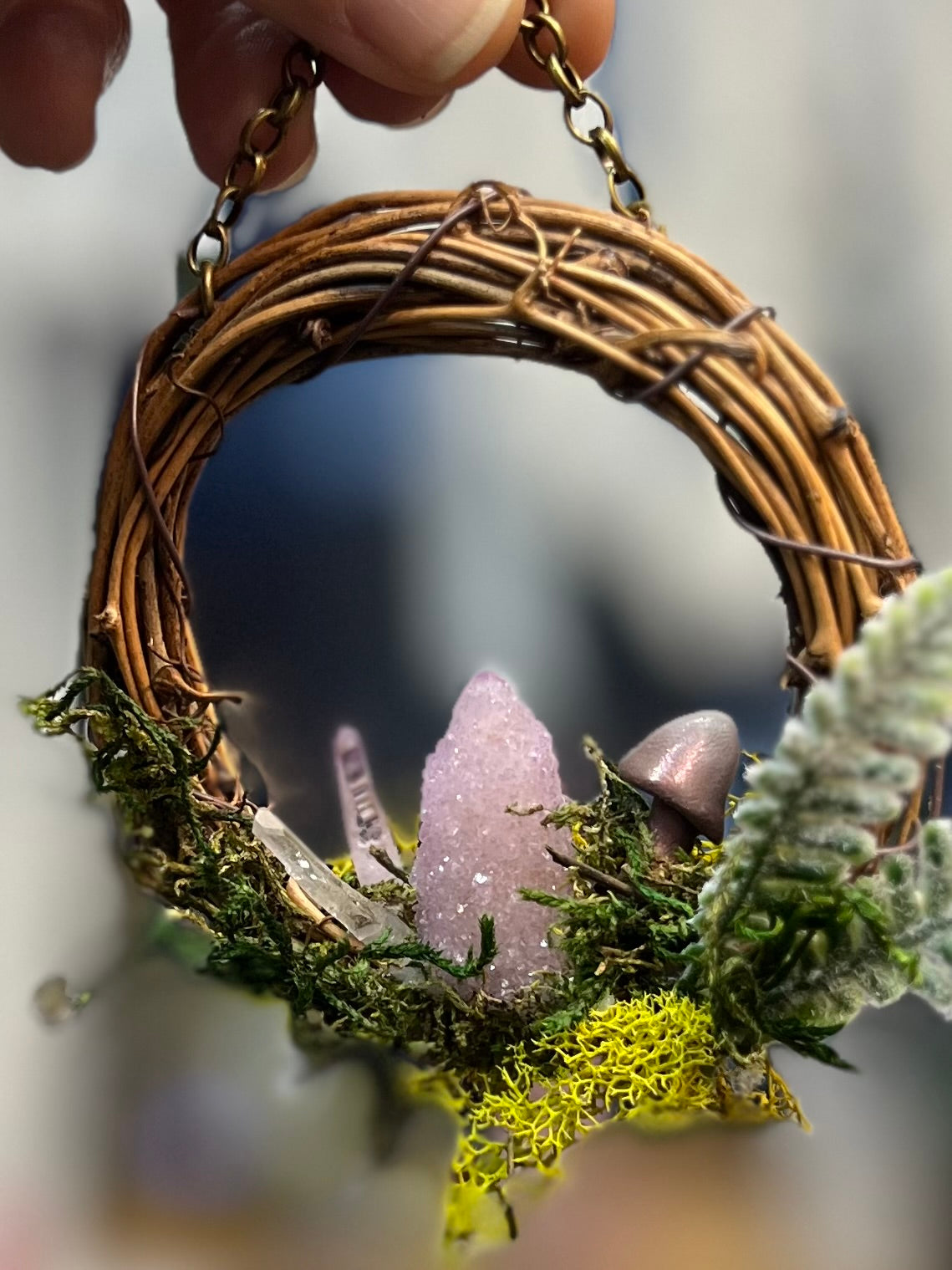 Crystal Moss Spirit Quartz & Vera Cruz Amethyst Wreath