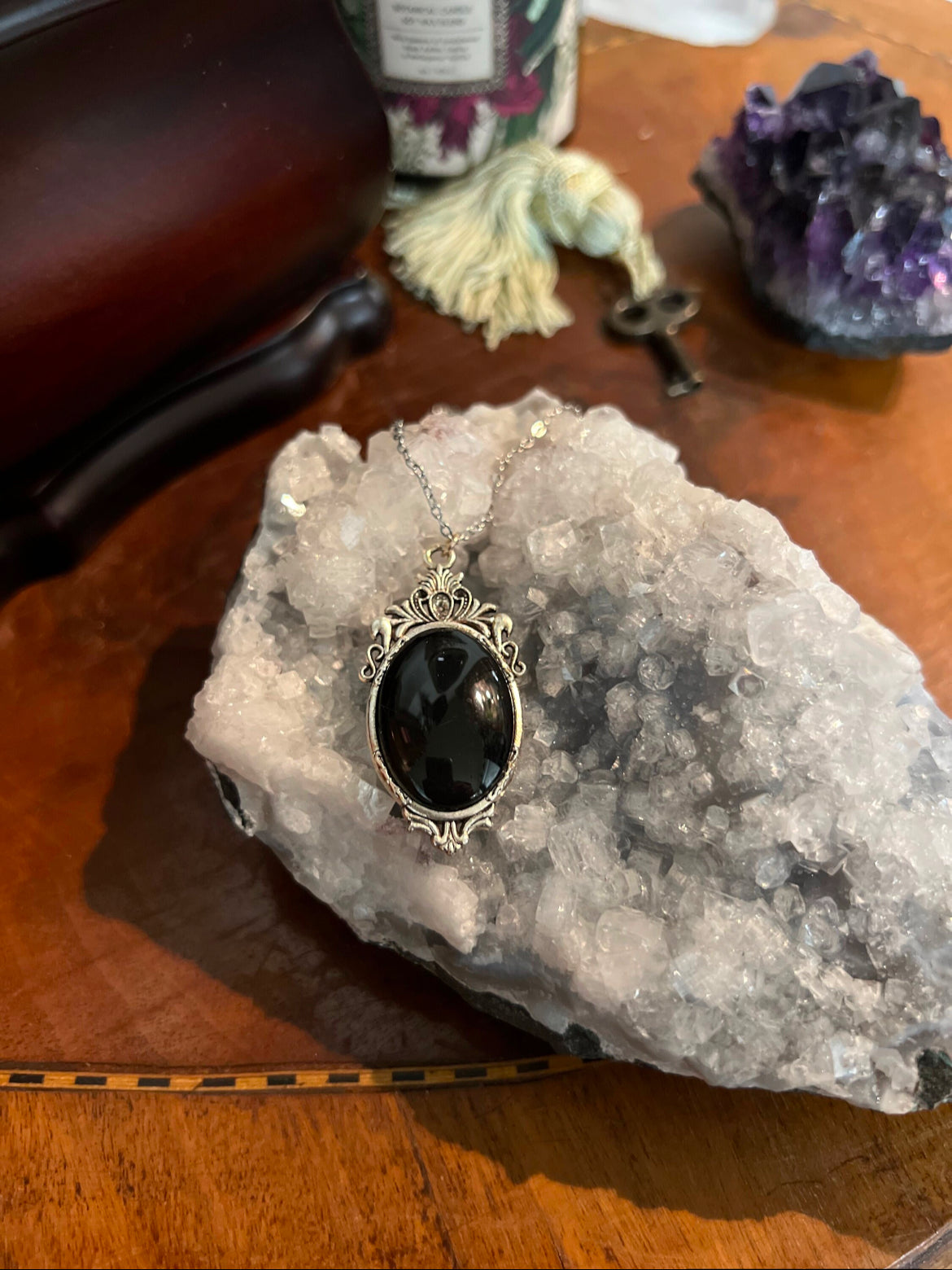Witches Mini Scrying Mirror Necklace Magick Gothic Victorian Mirror SM7