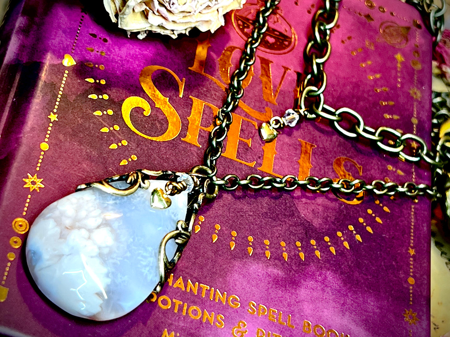 Flower Agate Love Rocks Layered Necklace