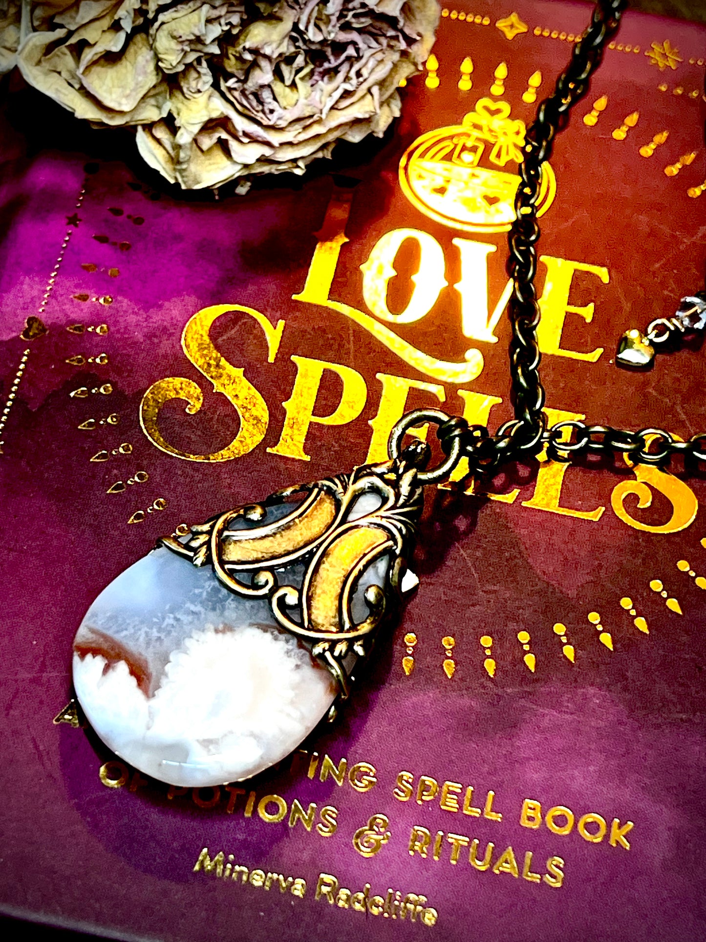 Flower Agate Love Rocks Layered Necklace