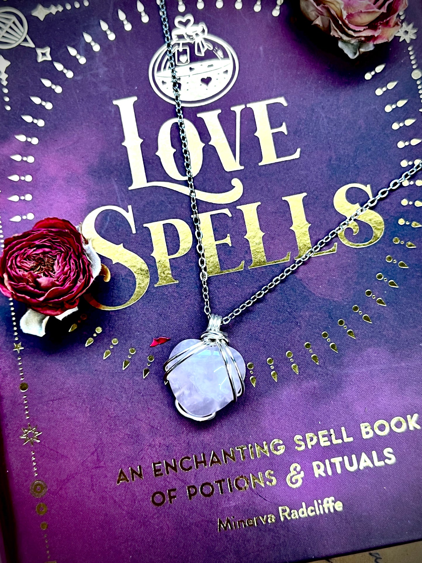 Love Rocks Silver Heart Wrapped Rose Quartz