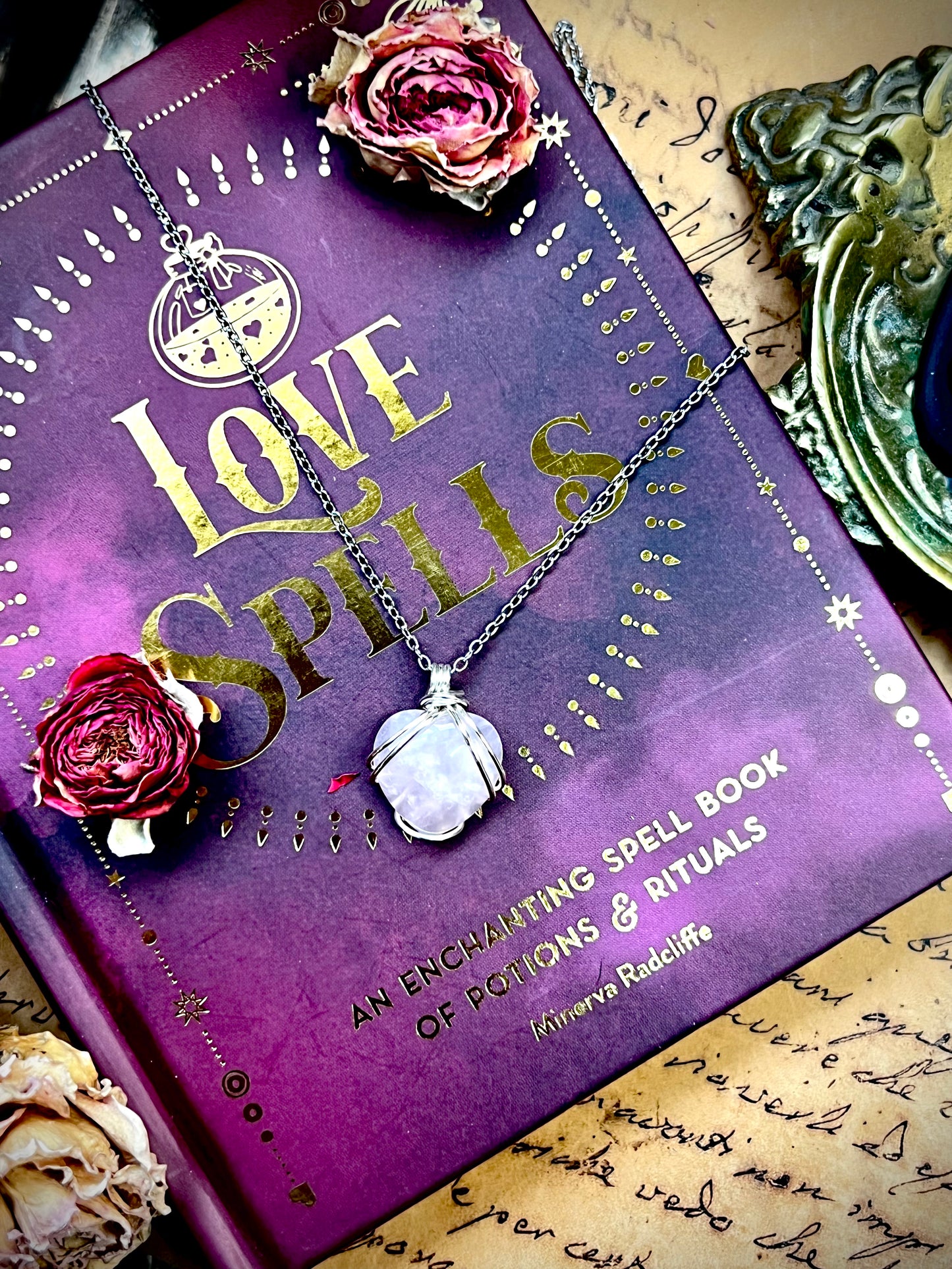 Love Rocks Silver Heart Wrapped Rose Quartz