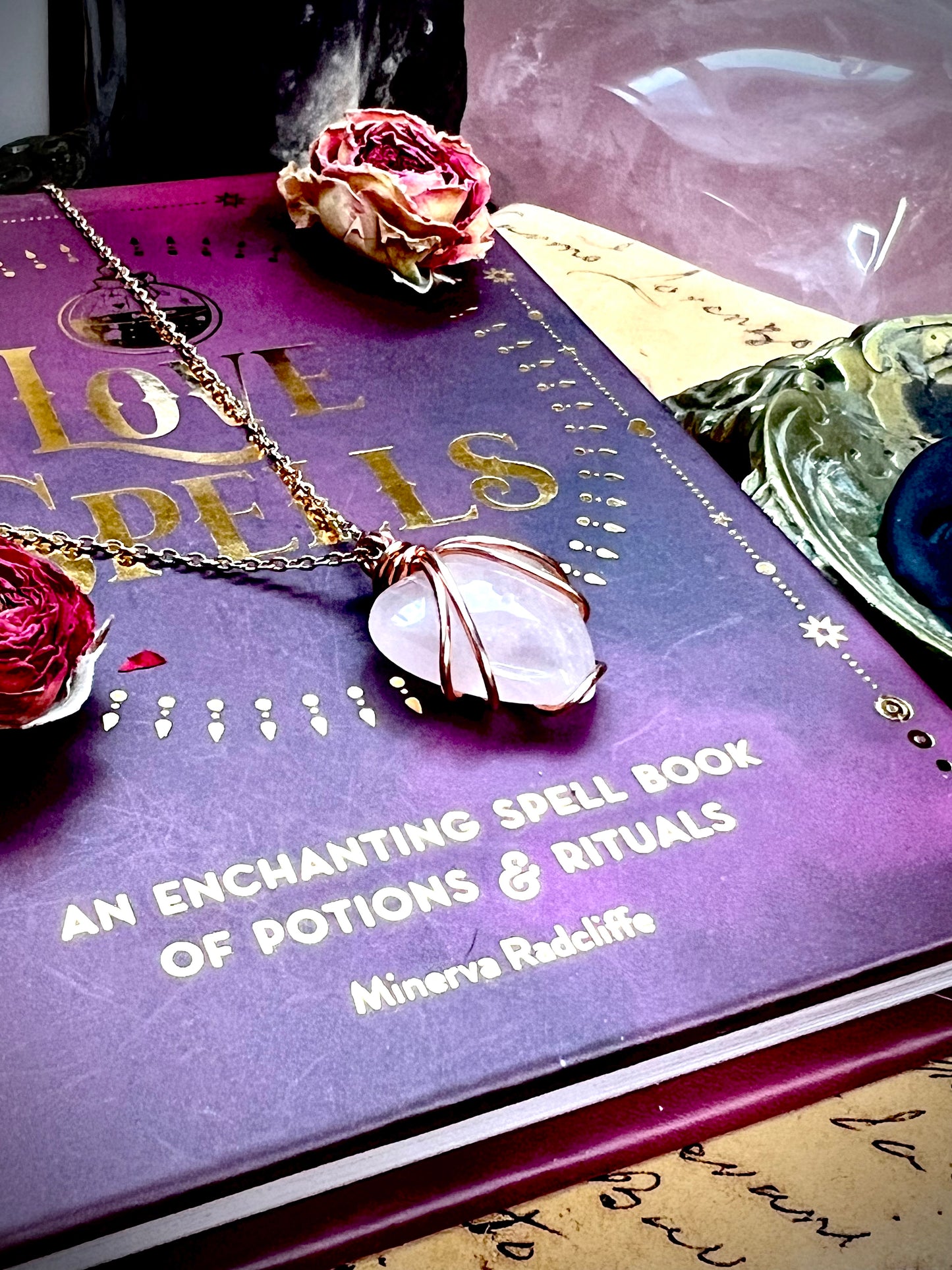 Love Rocks Copper Heart Wrapped Rose Quartz