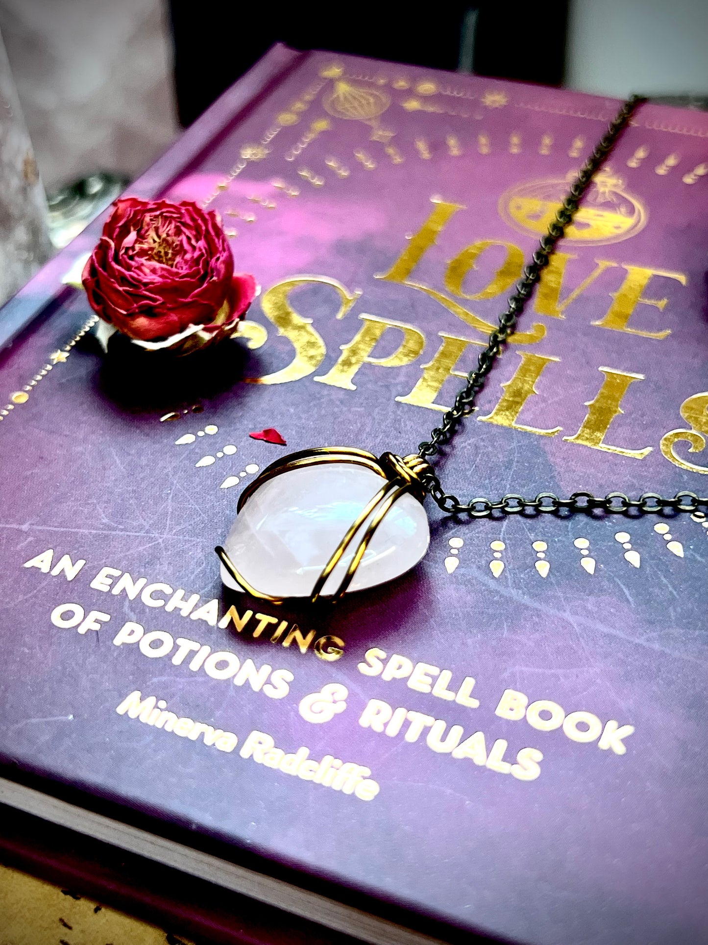 Love Rocks Bronze Heart Wrapped Rose Quartz