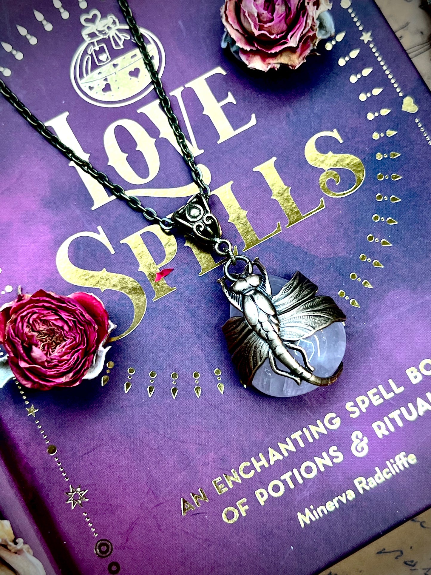 Love Rocks Dragonfly Wrapped Rose Quartz HC207
