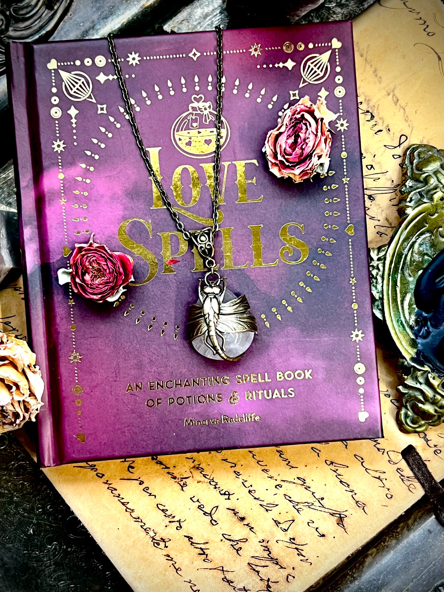 Love Rocks Dragonfly Wrapped Rose Quartz HC207
