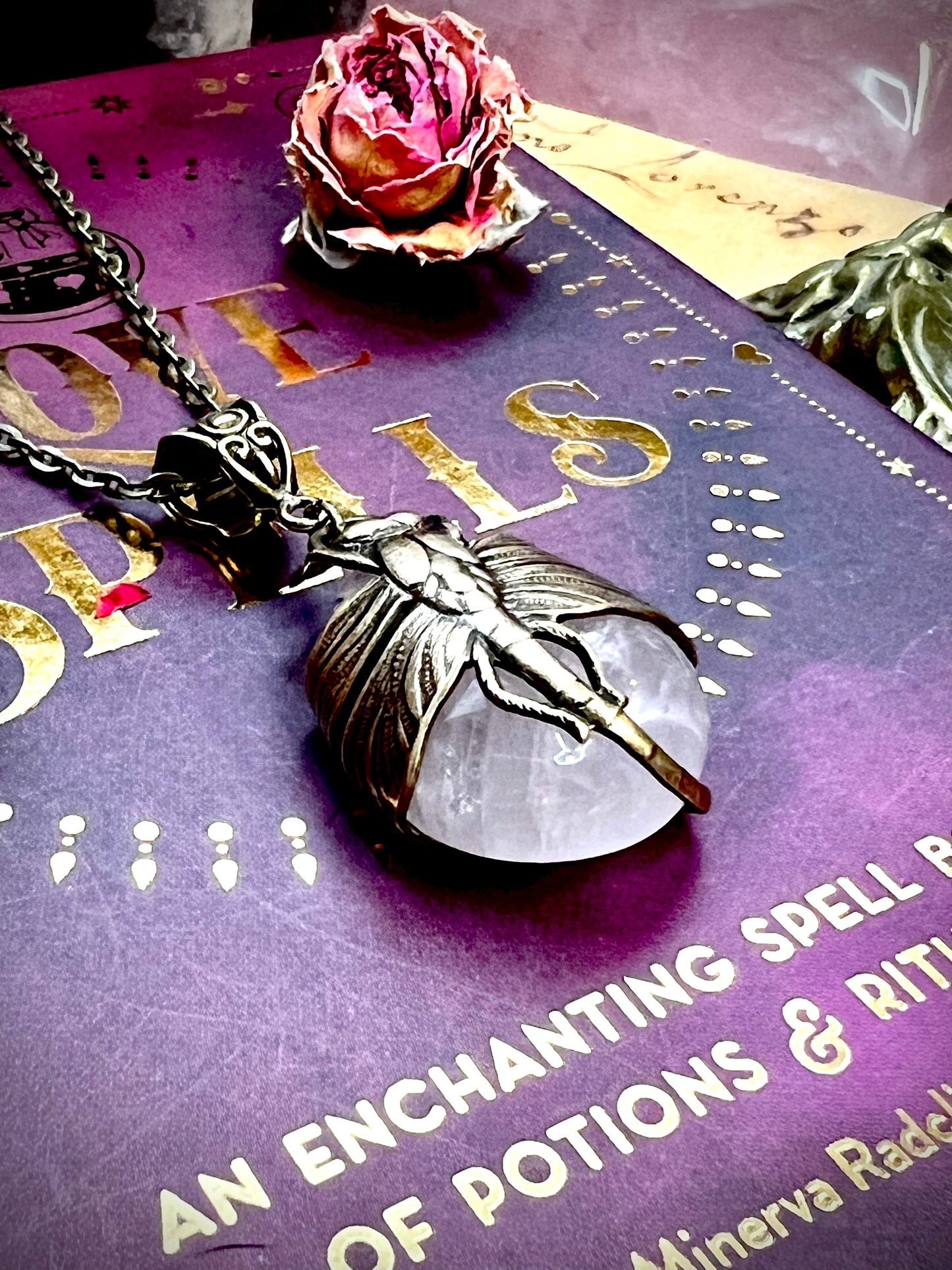 Love Rocks Dragonfly Wrapped Rose Quartz HC207