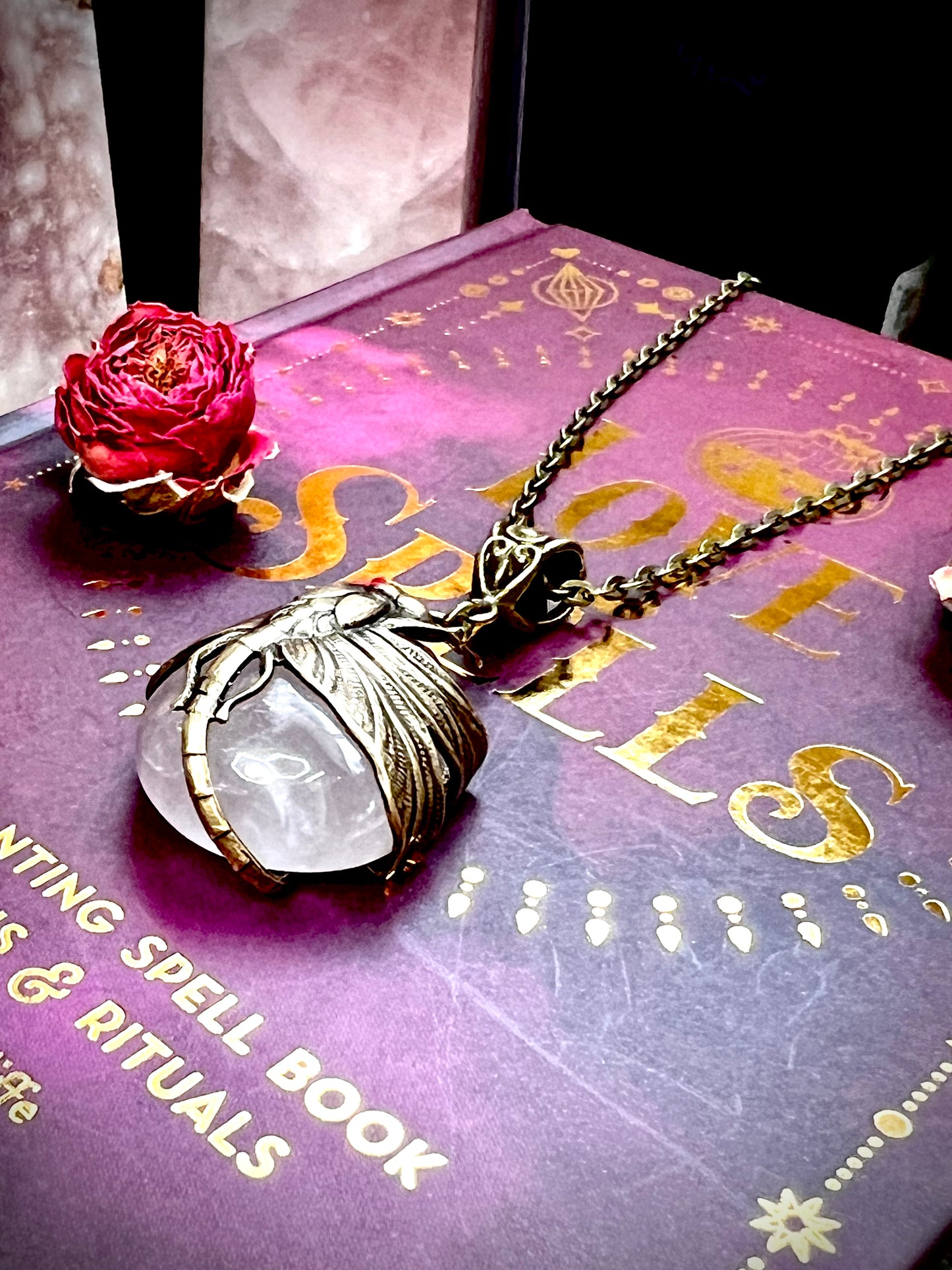Love Rocks Dragonfly Wrapped Rose Quartz HC207
