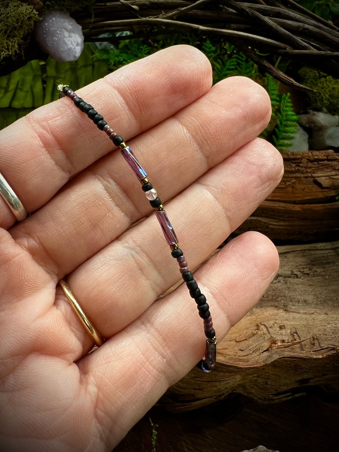 Iridescent Aurora Crystal Stacking Stretch Bracelets Moonlit Dreams