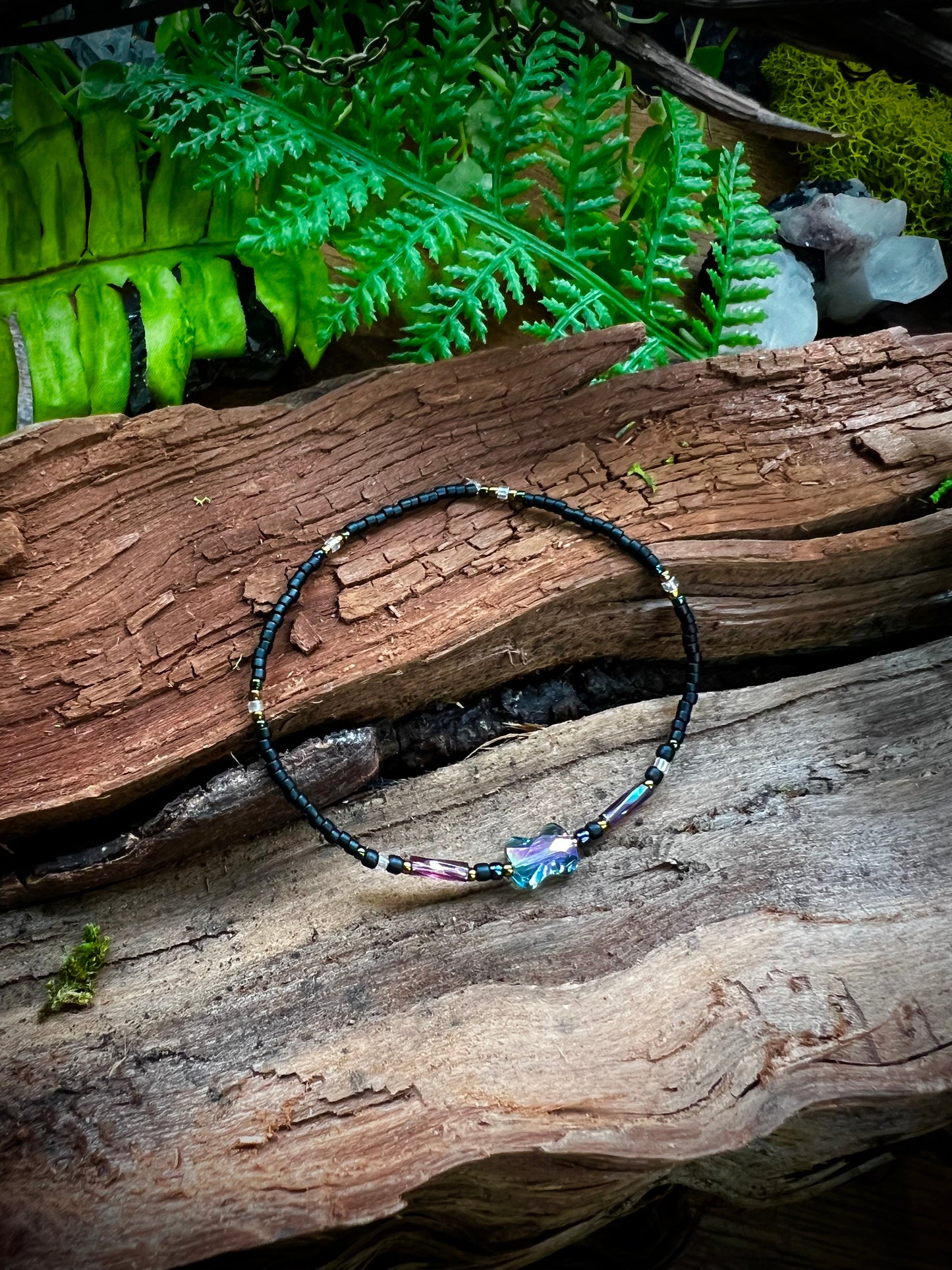 Iridescent Aurora Crystal Stacking Stretch Bracelets Moonlit Dreams