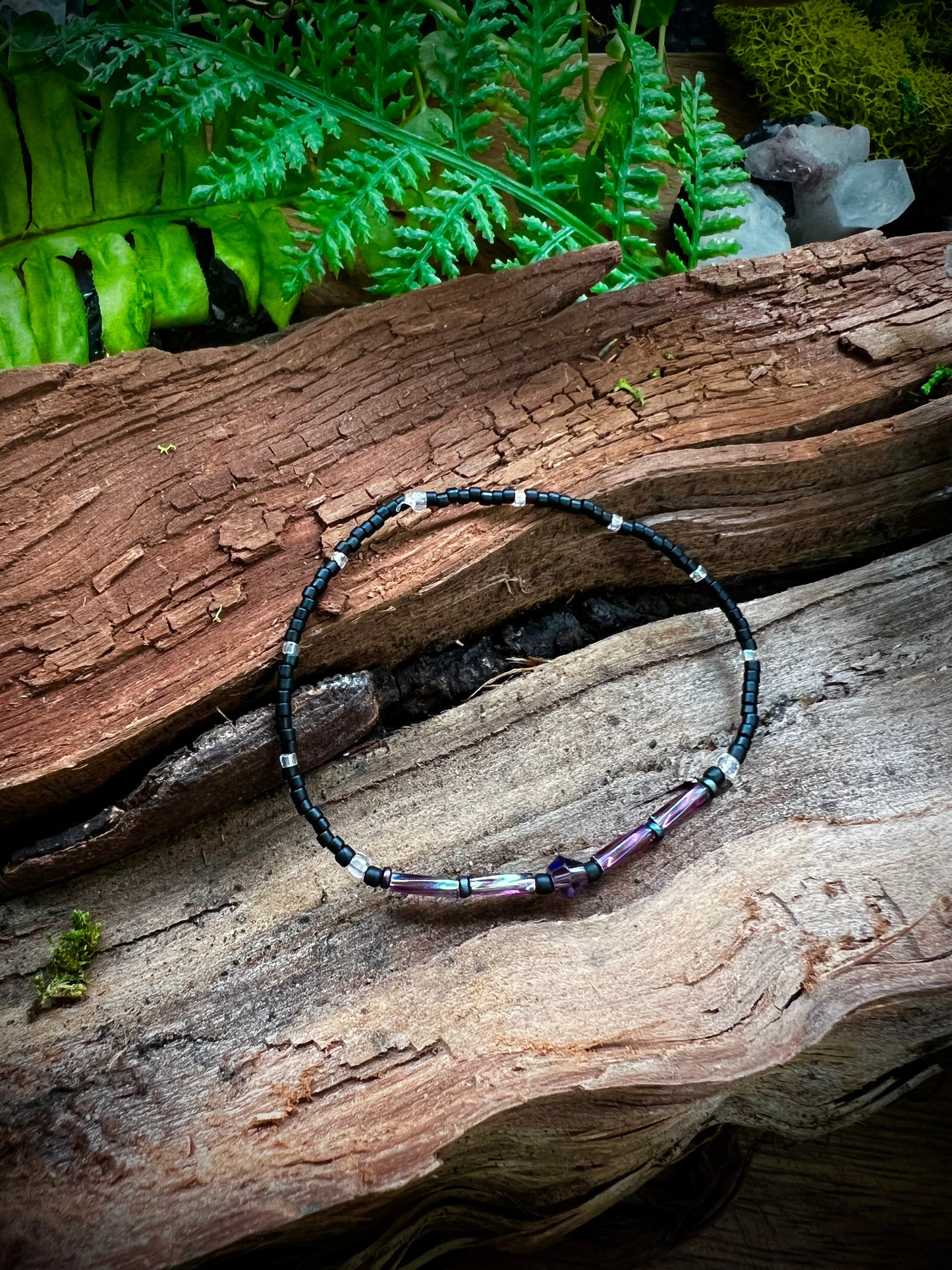 Iridescent Aurora Crystal Stacking Stretch Bracelets Moonlit Dreams