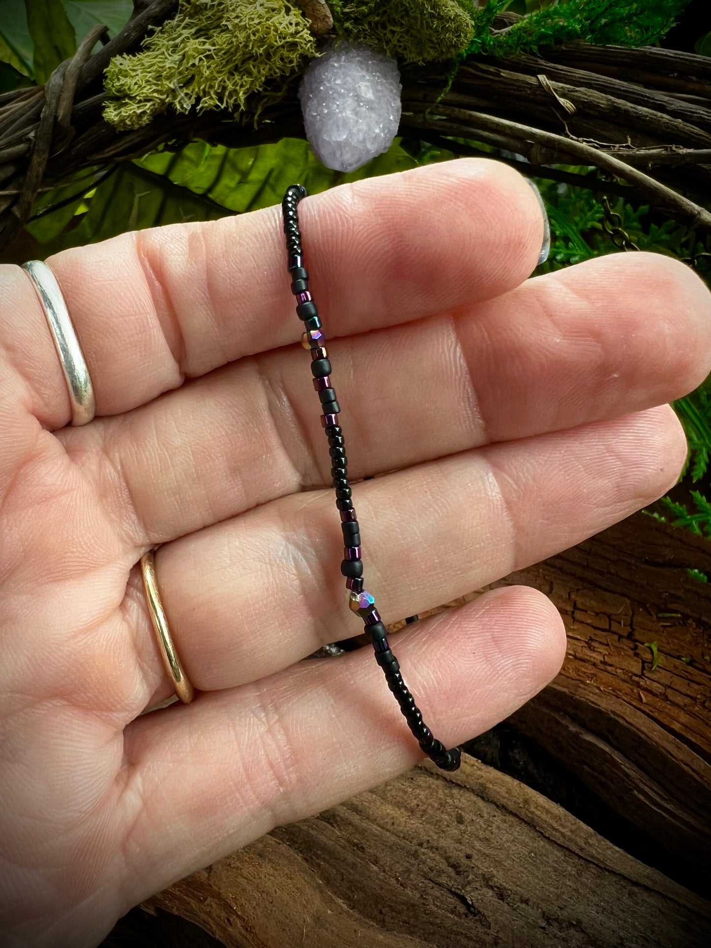 Iridescent Aurora Crystal Stacking Stretch Bracelets Moonlit Dreams