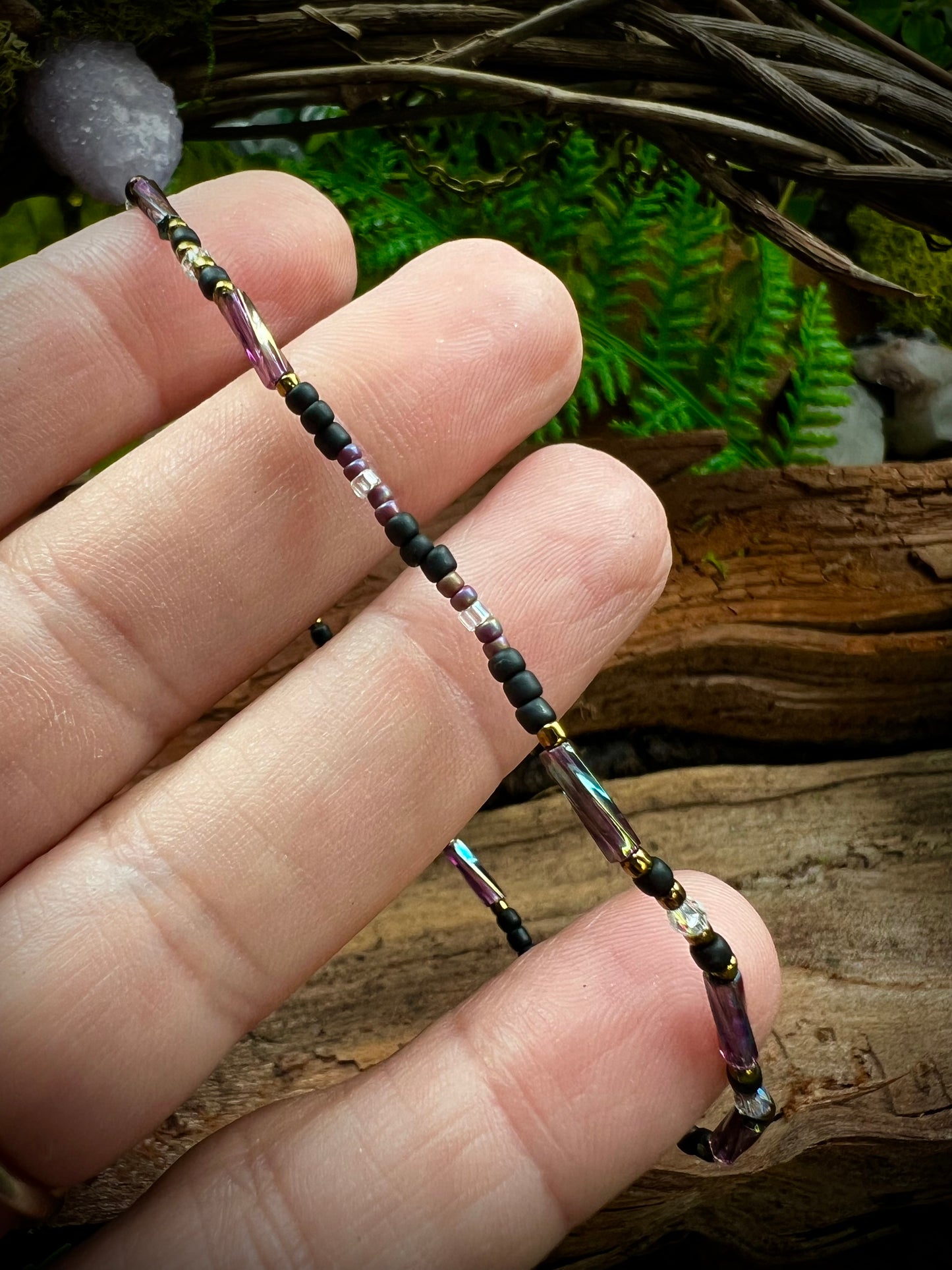 Iridescent Aurora Crystal Stacking Stretch Bracelets Moonlit Dreams