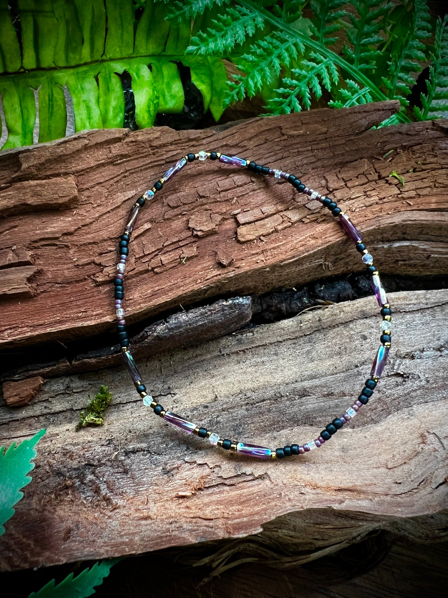 Iridescent Aurora Crystal Stacking Stretch Bracelets Moonlit Dreams