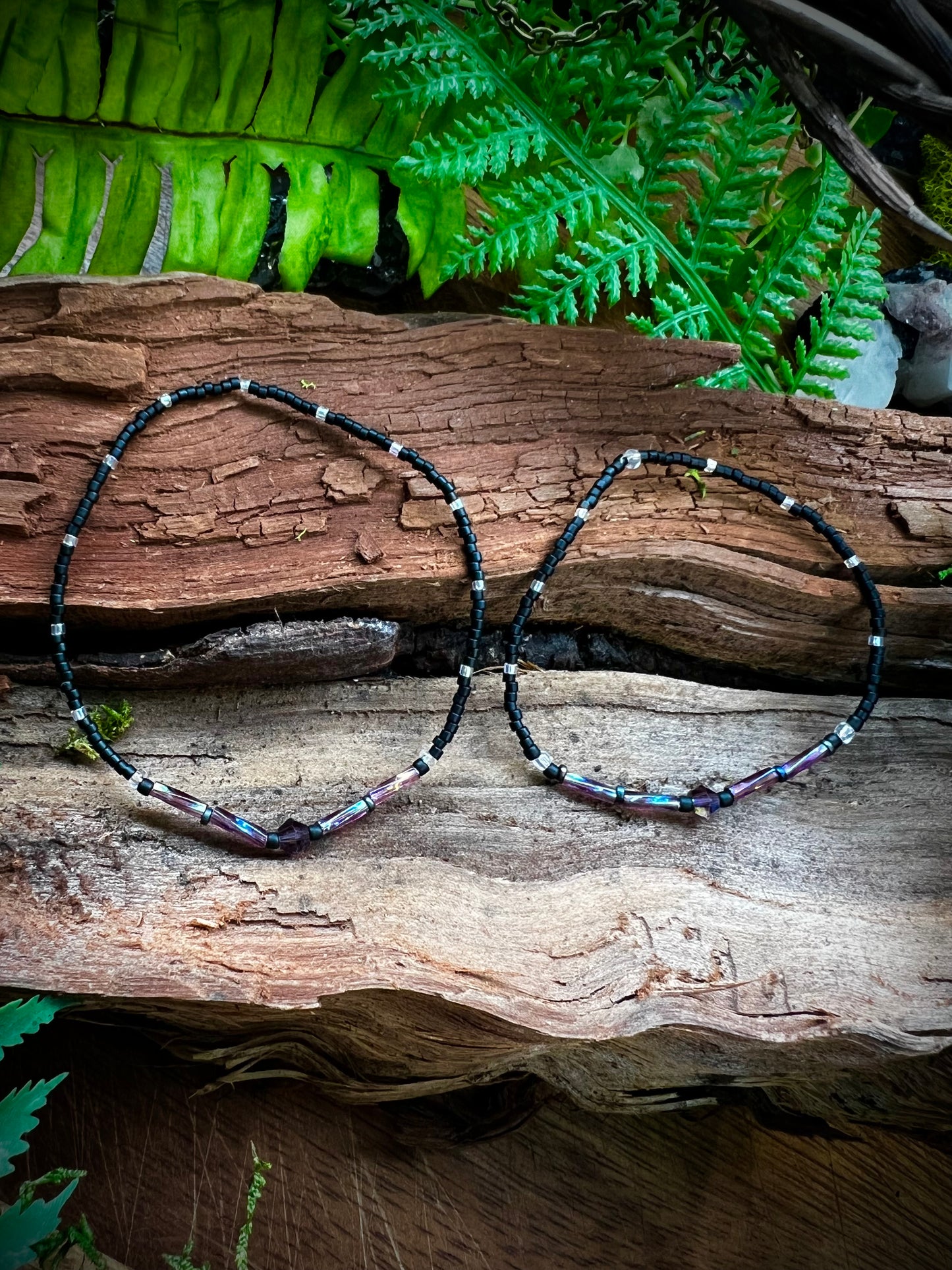 Iridescent Aurora Crystal Stacking Stretch Bracelets Moonlit Dreams