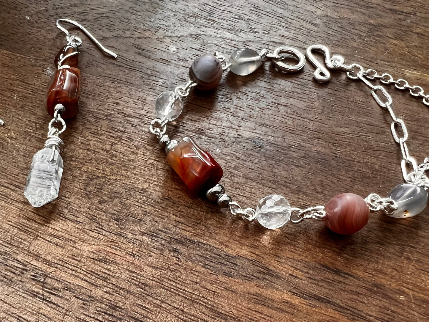 Botswana Agate and Tibetan Quartz Bracelet