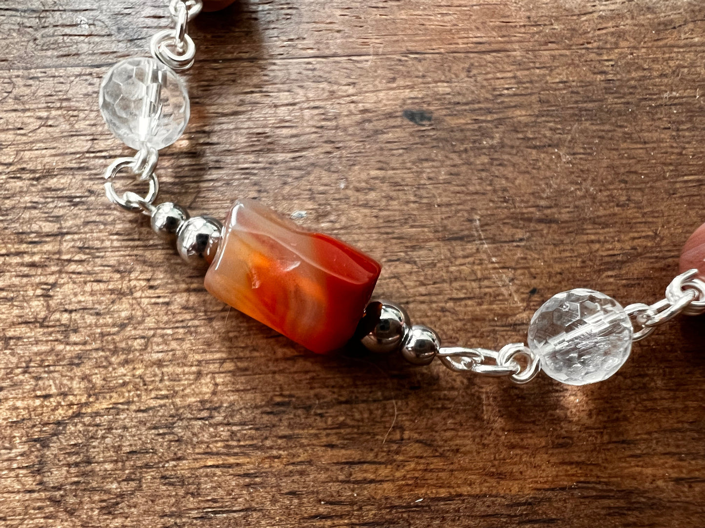 Botswana Agate and Tibetan Quartz Bracelet