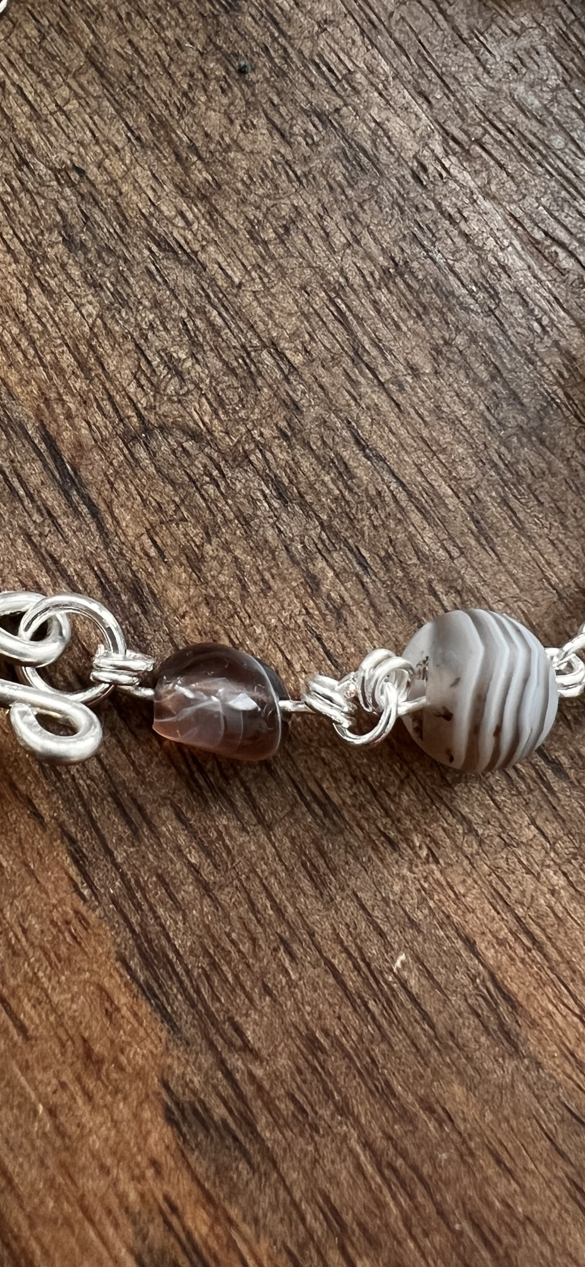 Botswana Agate and Tibetan Quartz Bracelet
