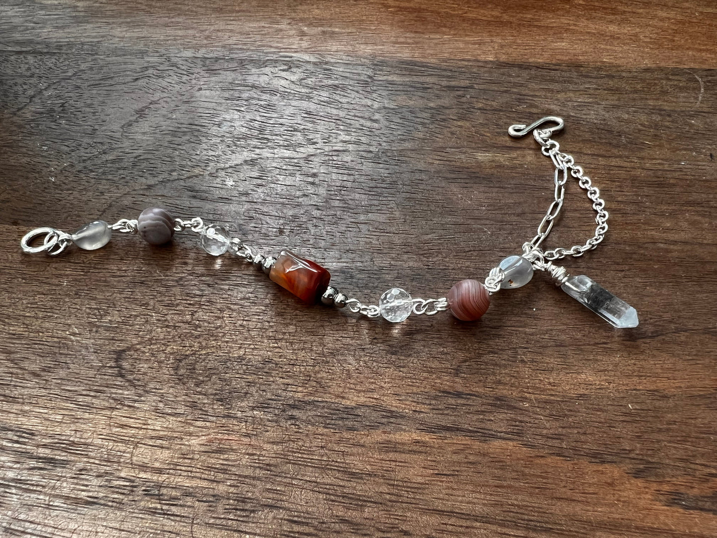 Botswana Agate and Tibetan Quartz Bracelet