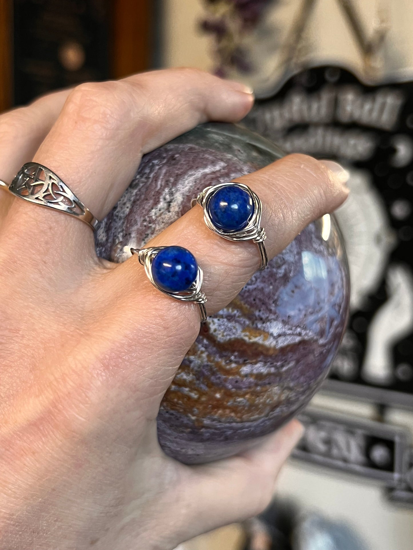 Lapis Lazuli Wire Wrapped Ring
