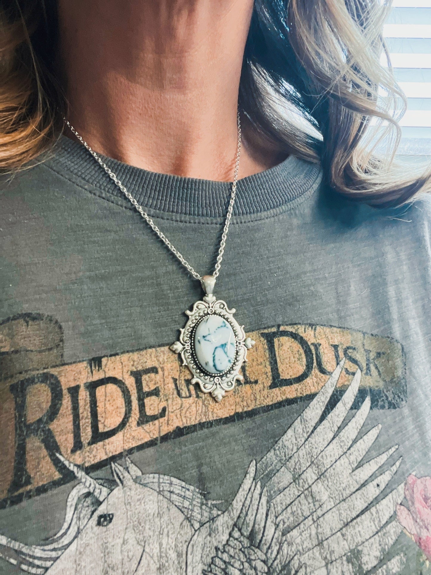 Moss Agate Cameo Necklace