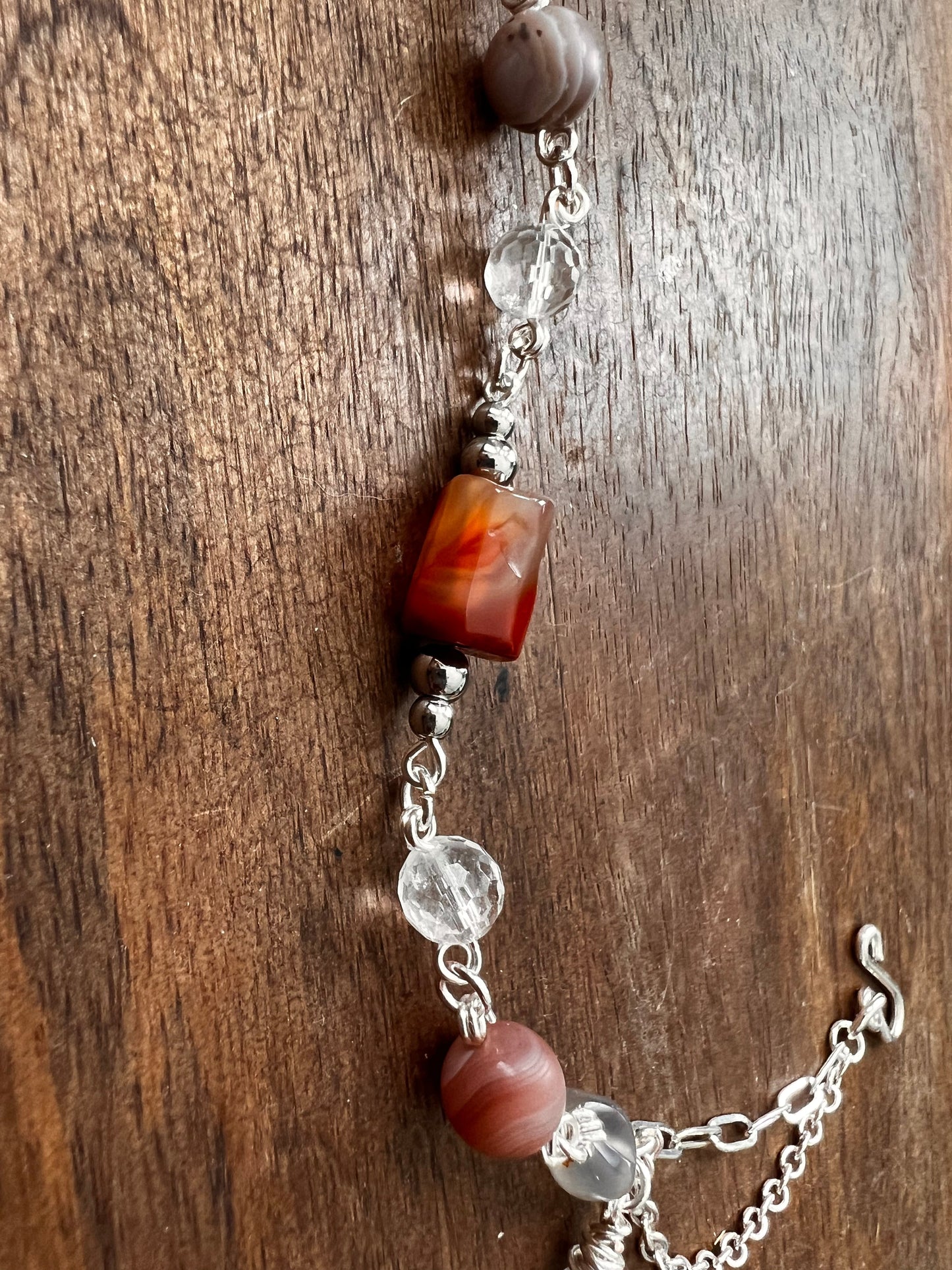 Botswana Agate and Tibetan Quartz Bracelet