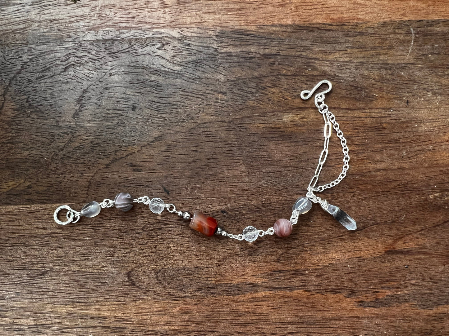 Botswana Agate and Tibetan Quartz Bracelet