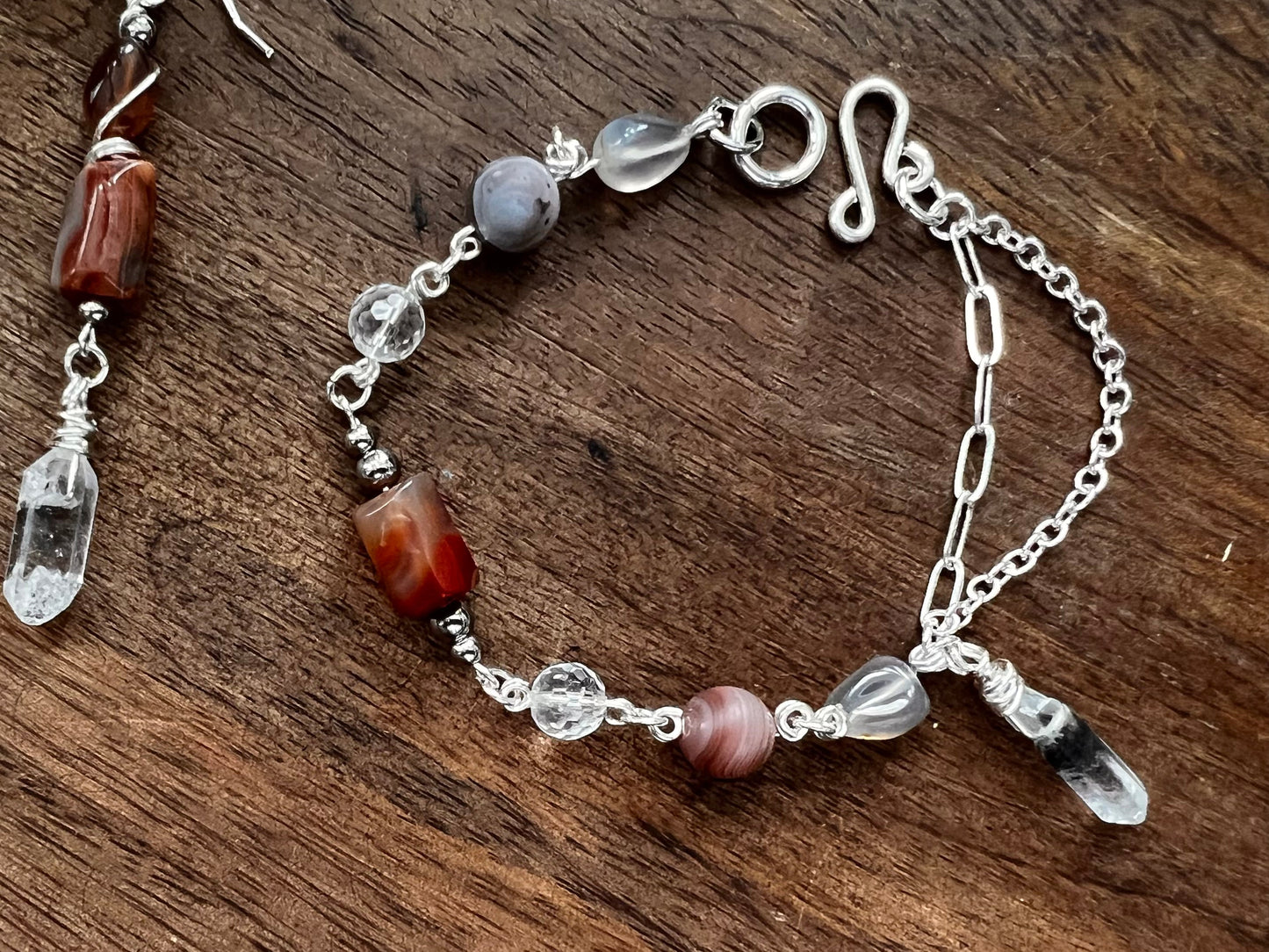 Botswana Agate and Tibetan Quartz Bracelet