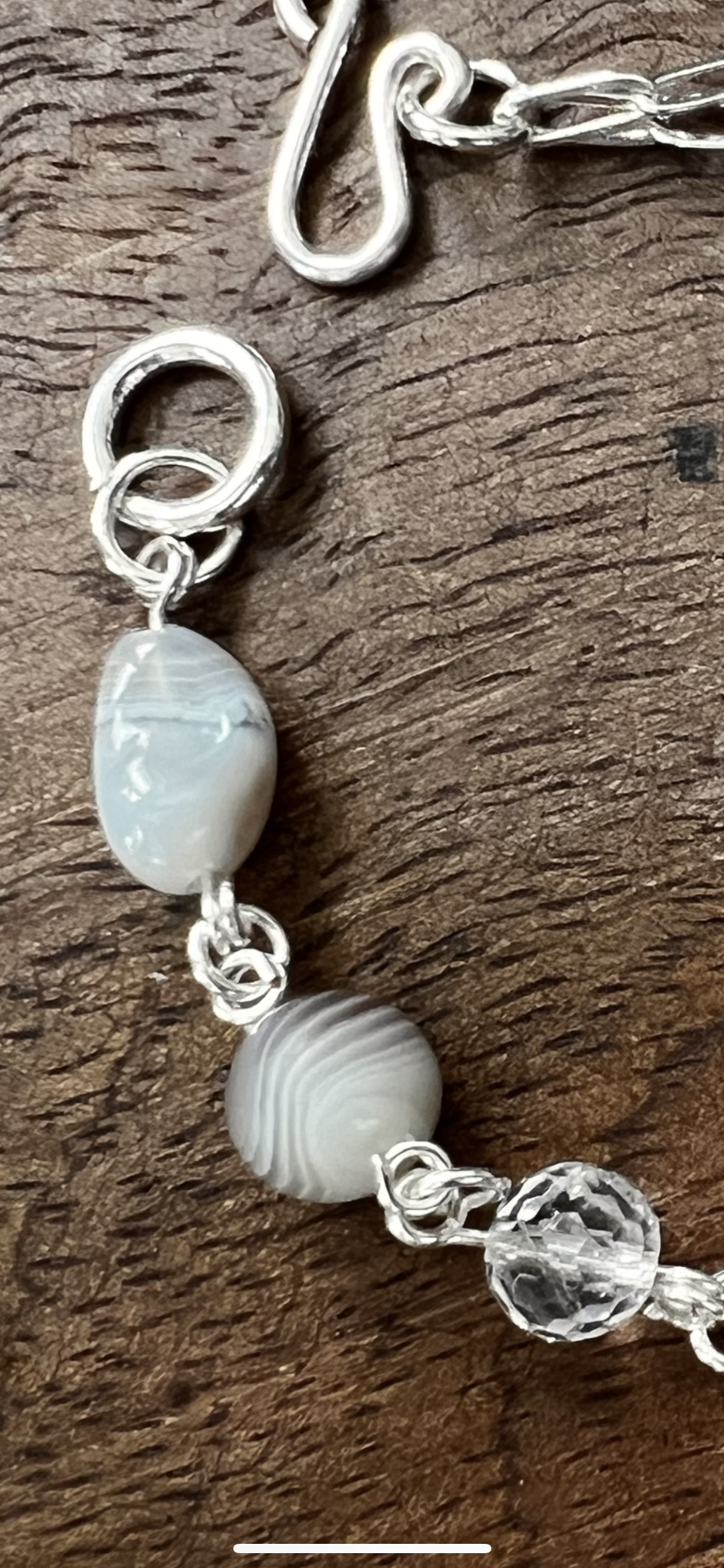 Botswana Agate and Tibetan Quartz Bracelet