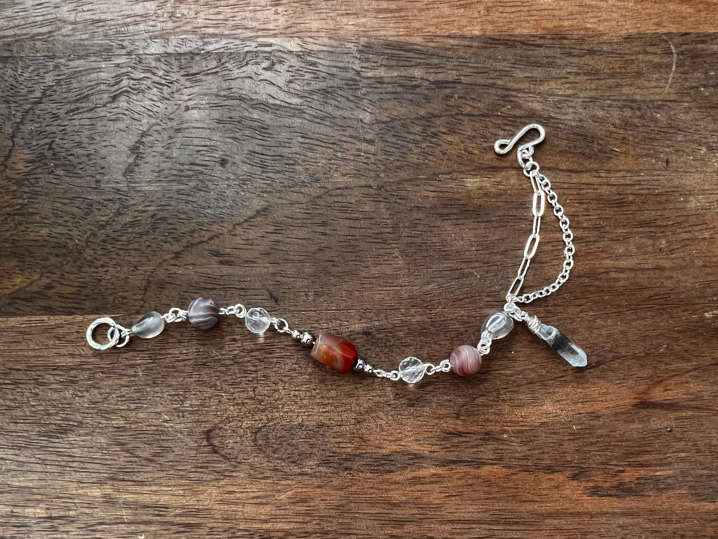 Botswana Agate and Tibetan Quartz Bracelet