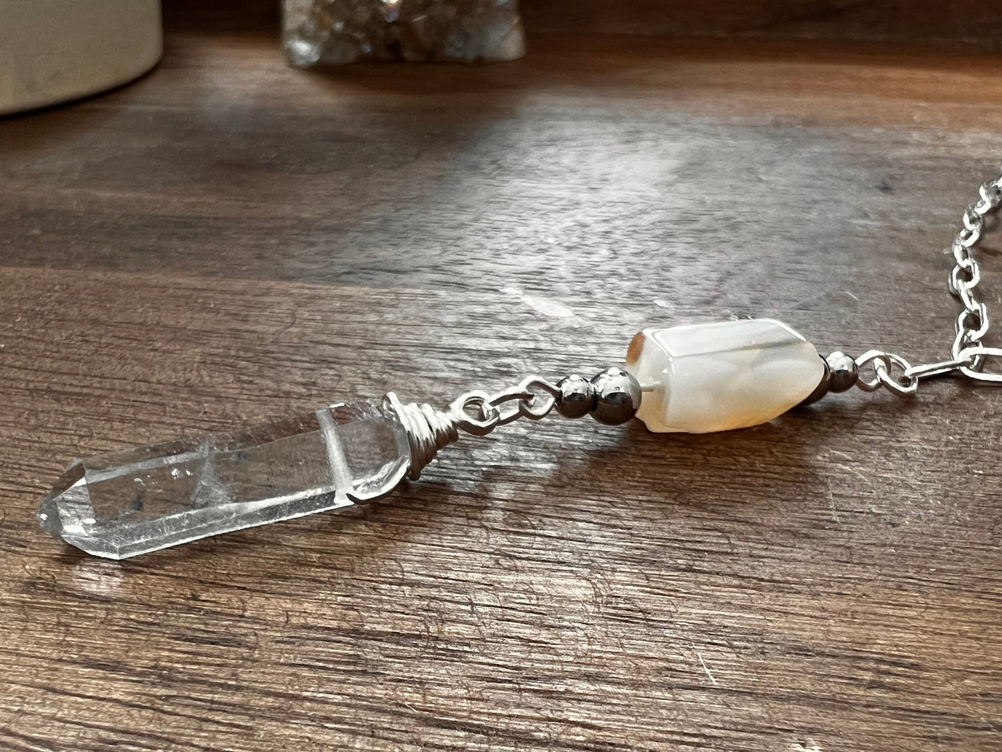 Botswana Agate and Tibetan Quartz Layered Necklace