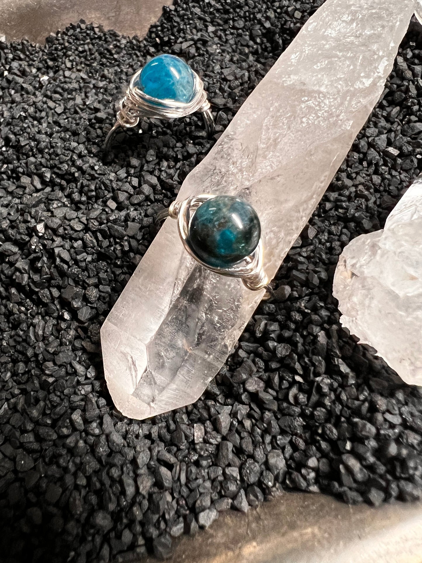 Apatite Wire Wrapped Ring
