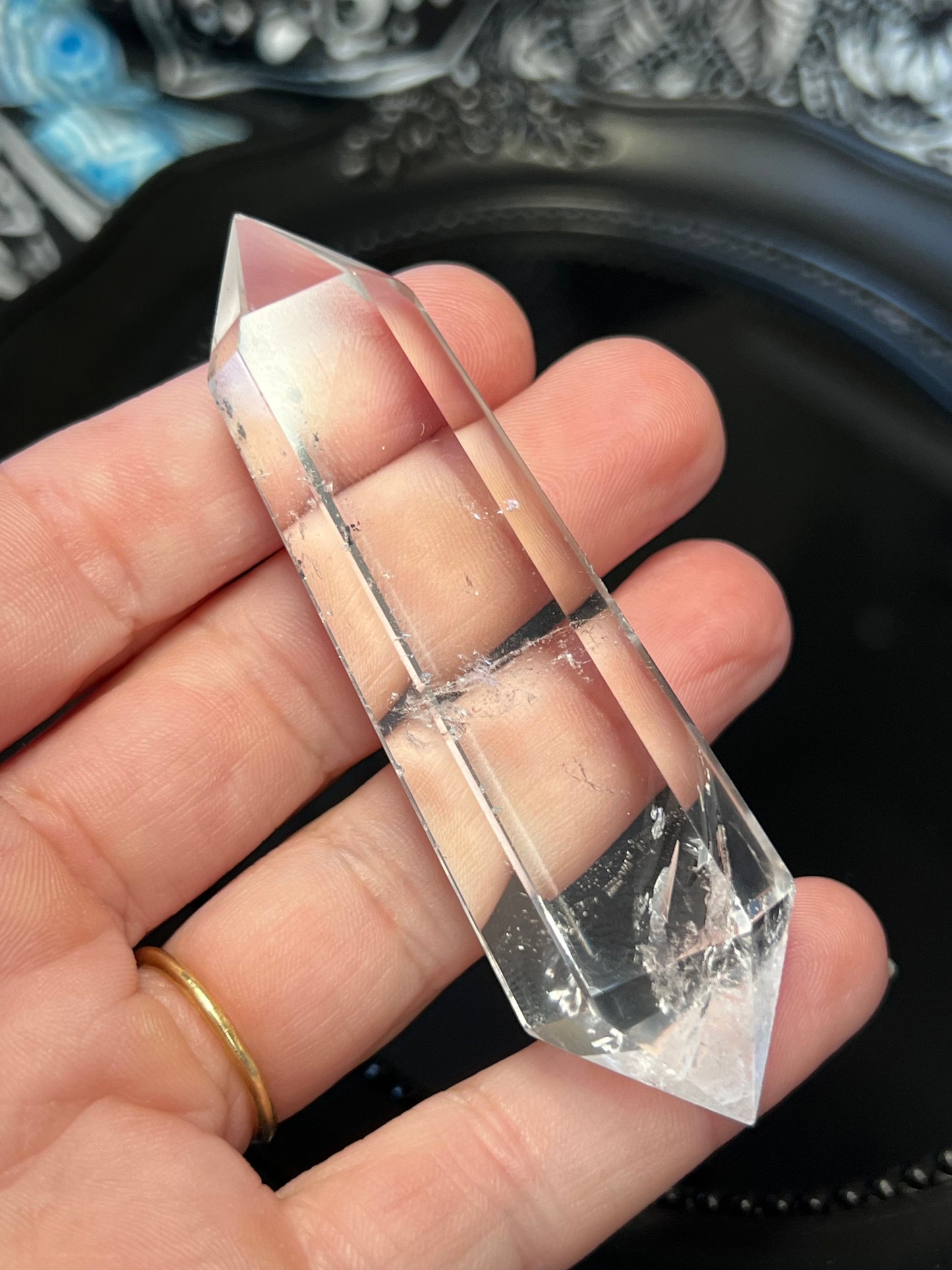 Double Terminated Clear Quartz With Magnetite Inclusions