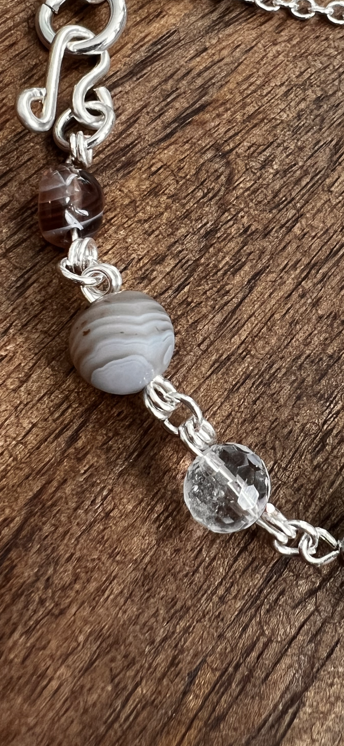 Botswana Agate and Tibetan Quartz Bracelet