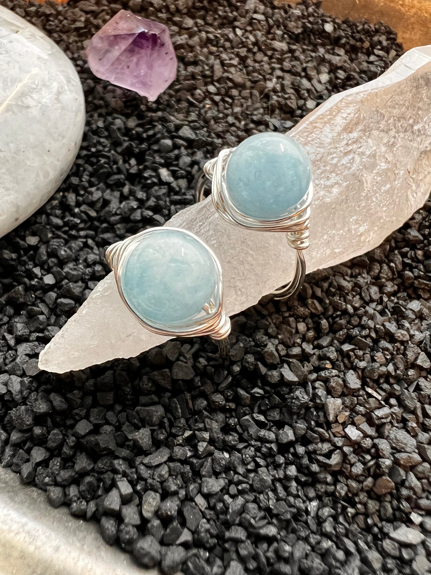 Aquamarine Wire Wrapped Ring