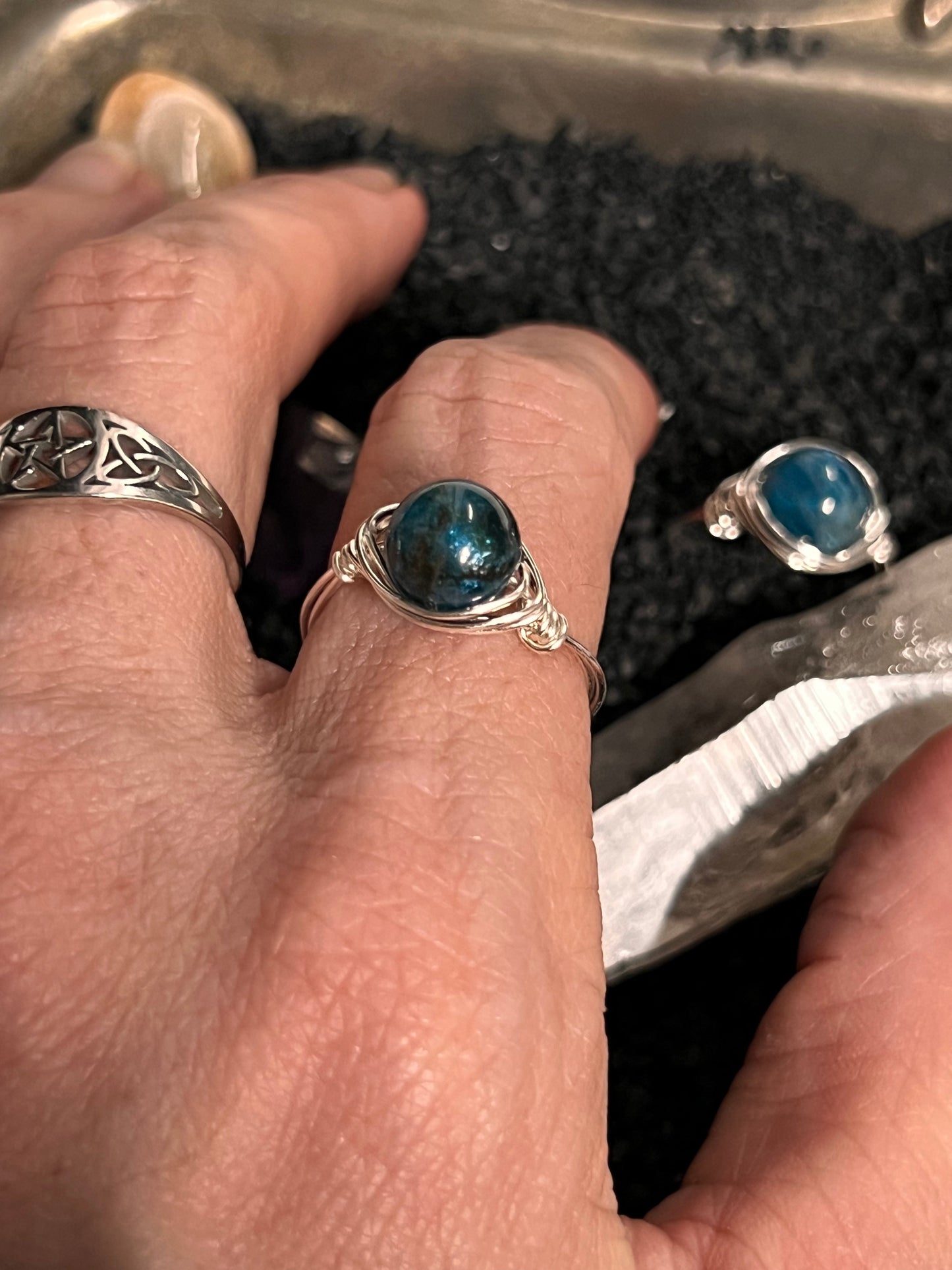 Apatite Wire Wrapped Ring