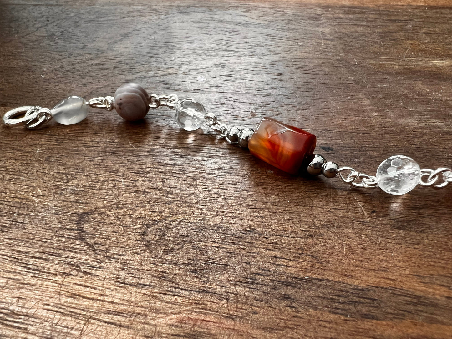 Botswana Agate and Tibetan Quartz Bracelet