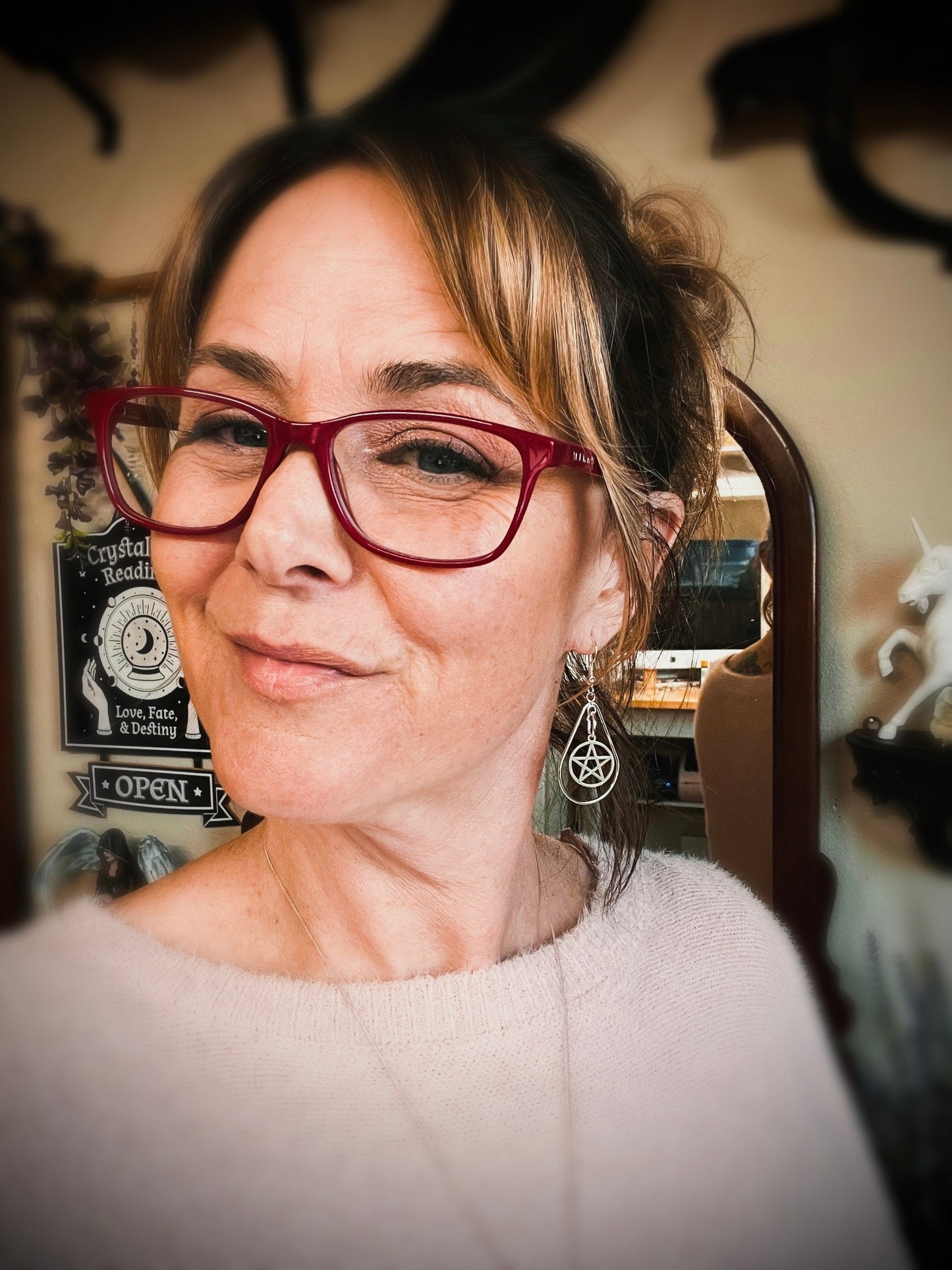 Handmade Pentagram Dangle Earrings