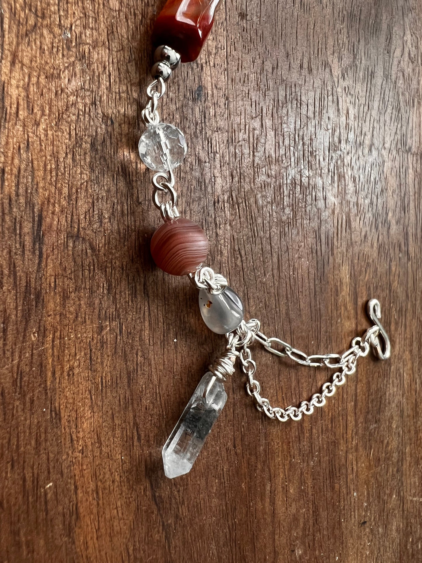 Botswana Agate and Tibetan Quartz Bracelet