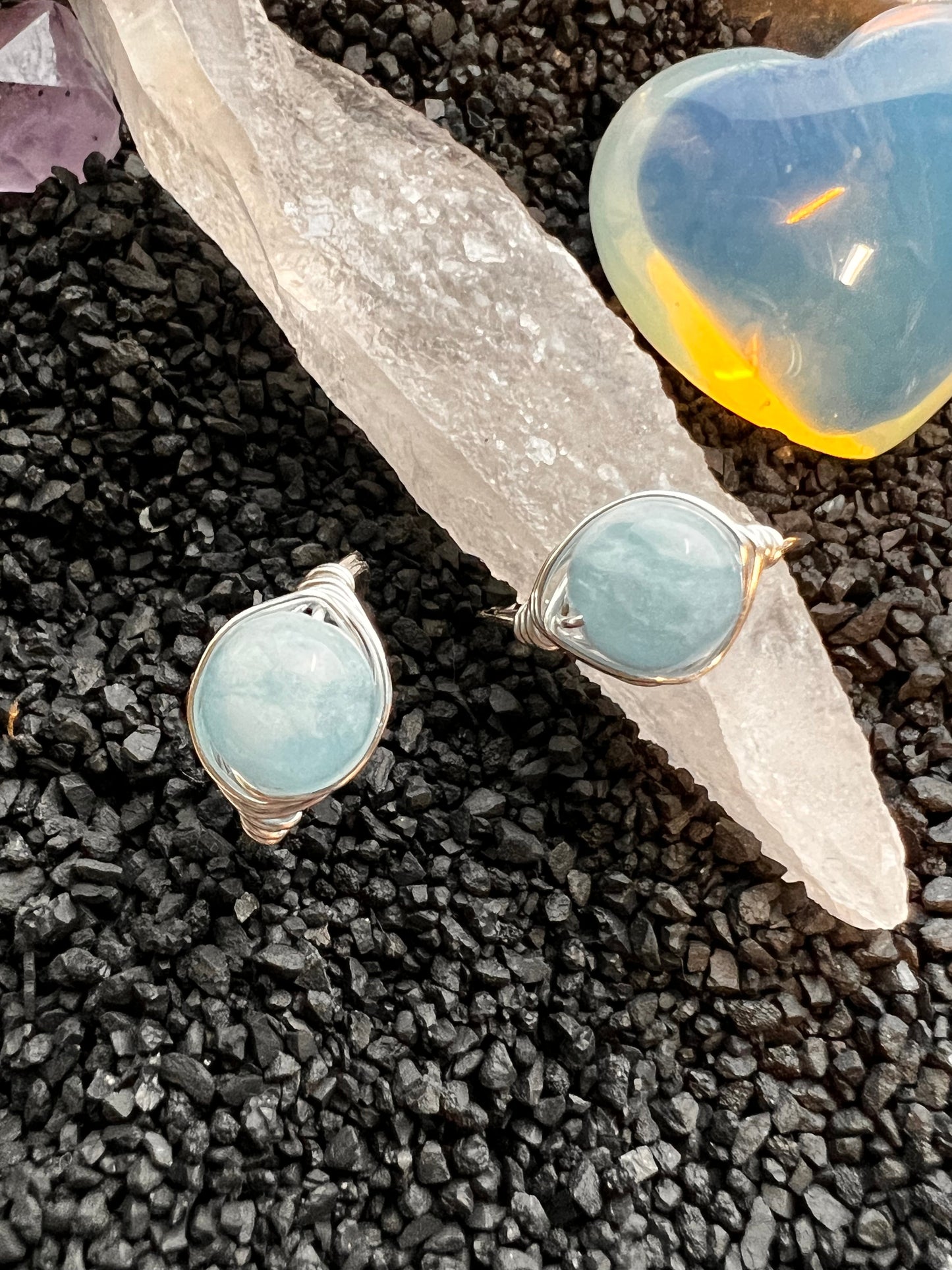 Aquamarine Wire Wrapped Ring