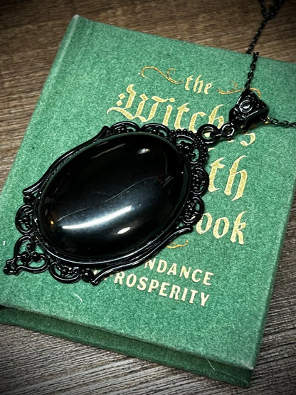 Obsidian Pendant Scrying Necklace PN8