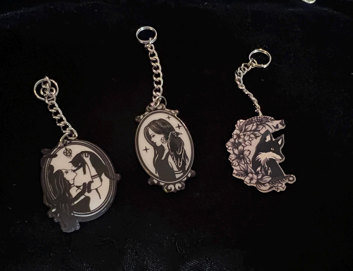 Black Cat Cameo Keychain KC1